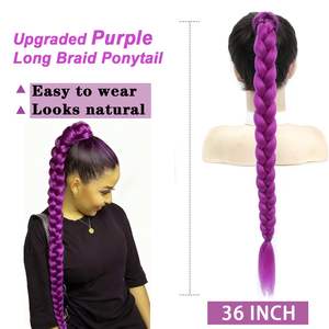 Peluca de cola de caballo trenzada Lumi Purple de 36 pulgadas, cabello sintético sin pegamento para cosplay y uso diario - Product Image 1
