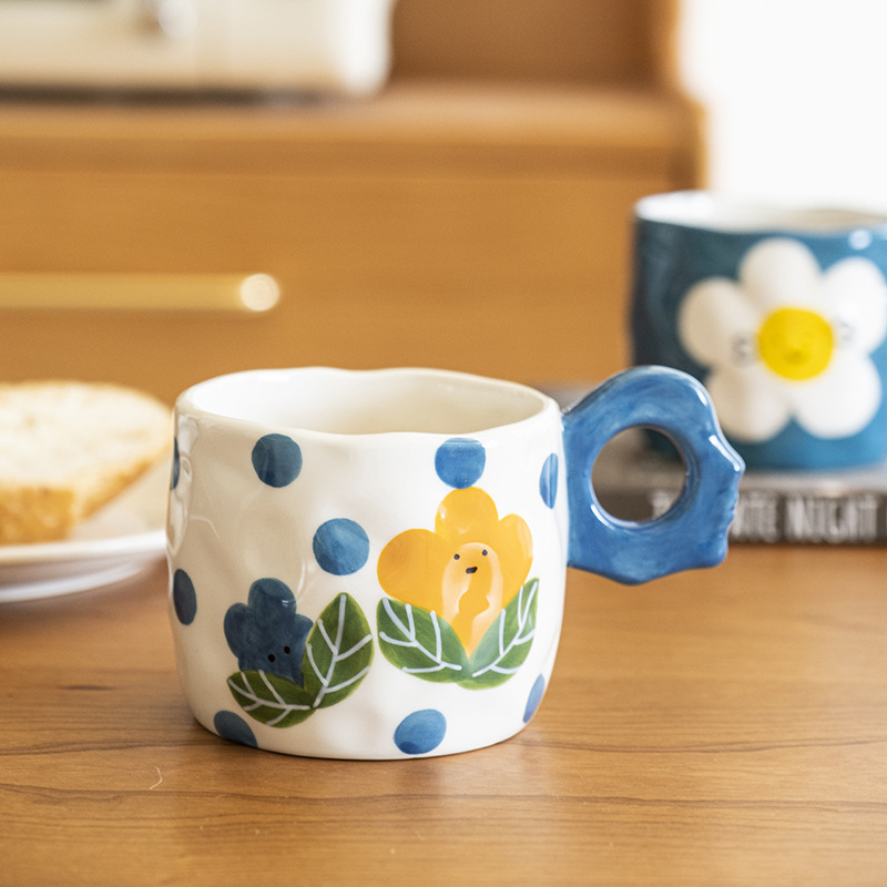 350ml Unique Coffee Mug - Hand Painted Ceramic Design