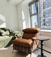 Fauteuil inclinable moderne en cuir véritable, siège individuel, rembourrage en coton, pieds en métal, chaise longue pour salon, chambre, balcon