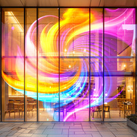 P5 P6 P8 P10 P15 P30 Pantallas de panel de pantalla LED transparentes curvas Película de panel de pared LED transparente suave