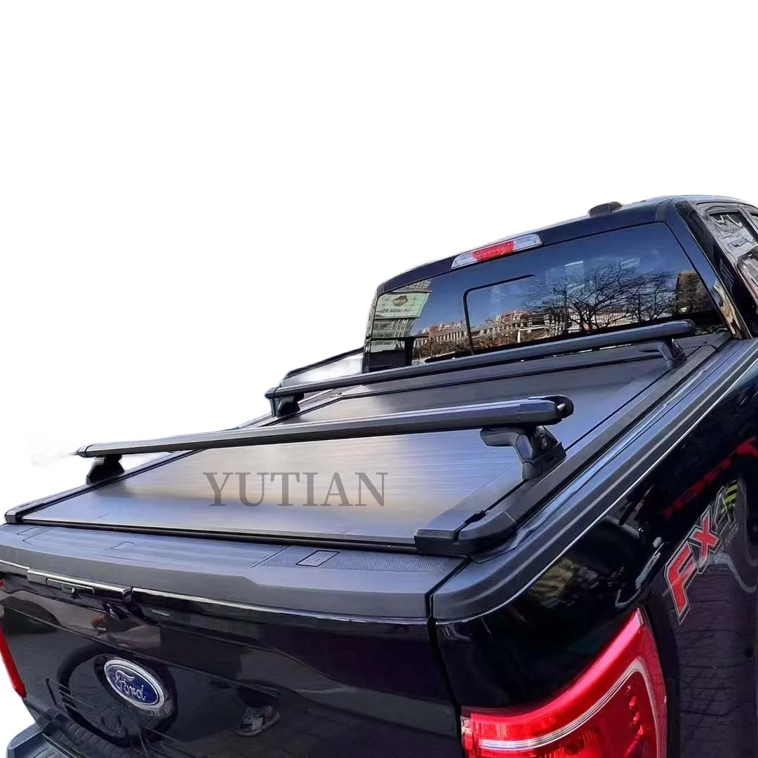 Pour Ford f-150 compartiment arrière couvercle réaménagement épaissi en aluminium pick-up couverture arrière rideau roulant pousser retirer boîte couverture