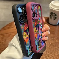 Coque de téléphone antichoc en TPU souple avec motif champignon coloré thème Halloween pour iPhone 17 Air 16 15 14 13 Pro Max – Housse arrière stylée