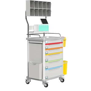 Medical Intelligent Anesthesia <strong>Trolley</strong> with 10 Tilt Bins and 5 Drawers Hospital Emergency Crash Cart for Anesthesiologist - Product Image 4