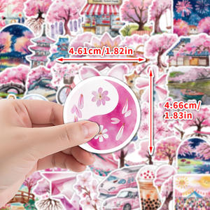 50 pièces dessin animé <span class=keywords><strong>japonais</strong></span> SAKURA Graffiti autocollants pour bagages téléphone décor <span class=keywords><strong>fleur</strong></span> de <span class=keywords><strong>cerisier</strong></span> Festival autocollant - Product Image 4