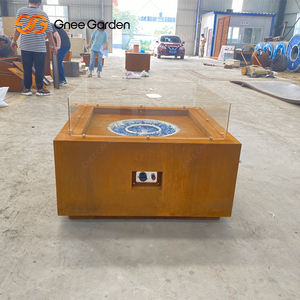 GNEE Cheminée électrique à flamme moderne réaliste en acier corten cube à 4 faces pour l'extérieur, le jardin, le salon et la décoration intérieure. - Product Image 1