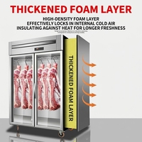 Réfrigérateur vertical commercial certifié CE pour la présentation de viande, congélateur de viande fraîche sécurisé, vitrine de présentation