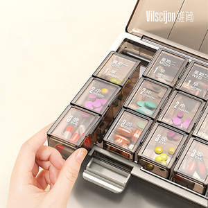 Boîte de rangement multifonctionnelle en plastique sans BPA GLosen avec 21 compartiments, boîte à pilules portable pour transporter les médicaments en extérieur. - Product Image 3