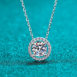 S925 <b>Sterling</b> <b>Silver</b> Moissanite Women's Fashion Jewelry Round Simple <b>Pendant</b> <b>Necklace</b> - Product Image 3