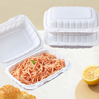 Boîte à lunch jetable LOKYO écologique en MFPP avec charnières, 6, 8 et 9 pouces, micro-ondable, 1 et 3 compartiments, type bento