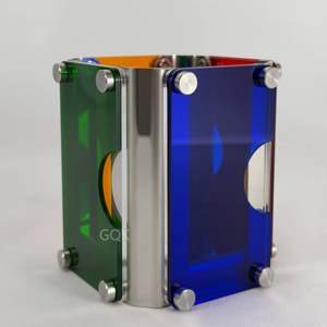Modern Eco-Friendly Waterproof Acrylic Pen Holder with Colorful Panels and Metal <b>Clips</b> for Desktop Storage - Product Image 2