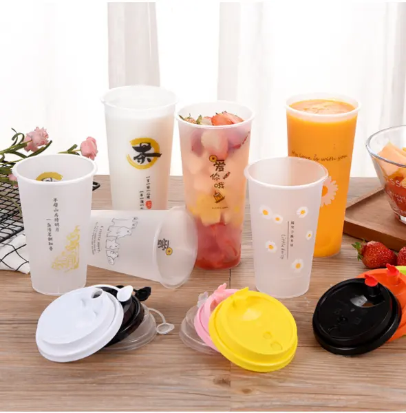 90 caliber thickened transparent disposable milk tea plastic cup beverage juice injection cup 360-1000MLPP plastic cup