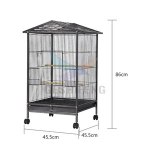 Cages pour perroquets de taille personnalisée en fil métallique noir avec roues - Product Image 1