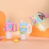 Vente en gros usine : Ensemble de thermos à eau en acier inoxydable 316, tasse isotherme jumbo de haute qualité avec motif graffiti de dessin animé et poignée pipette