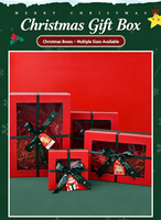 Boîtes cadeaux de Noël personnalisées avec fenêtre en PVC transparent, boîte cadeau en carton pour les fêtes avec couvercle et ruban pour cadeau