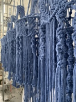 Décoration murale en macramé bleu à franges, abat-jour suspendu, cadeau de déménagement, vente en gros, pour salon