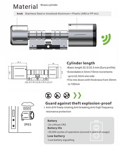 Ttlock SKG nfc สมาร์ททรงกระบอก<span class=keywords><strong>3</strong></span>ดาวกุญแจอลูมิเนียมล็อคอัจฉริยะ Tuya WiFi แอปเครือข่ายกันน้ำรหัสผ่าน - Product Image 3