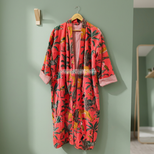 <b>Pink</b> Floral Animal Printed Velvet Eco-Friendly Winter/Spring Women's <b>Wrap</b> Tie Jacket O-Neck Pullover Regular Length Full - Product Image 5