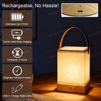 Lampe de table/bureau en bois de style nordique avec protection oculaire, rechargeable par USB, à intensité variable tactile, avec poignée en cuir pour chevet