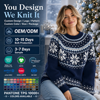 Pull de Noël personnalisé pour femme, motif jacquard flocon de neige Fair Isle, tricoté, fabrication OEM ODM, vente en gros