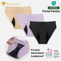 Ropa Interior Menstrual de Flujo Abundante Personalizada al por Mayor OEM, Nylon, Entrepierna Ancha, 4 Capas Absorbentes, a Prueba de Fugas, Sin Costuras, para Mujeres