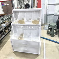 Carrito Portátil LEDA Blanco para Exhibición de Dulces con Contenedores Acrílicos, Estación de Dulces para Bodas y Fiestas, Soporte Móvil para Barra de Dulces
