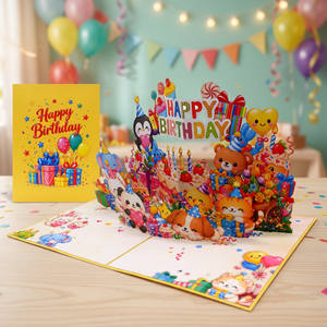 Carte de vœux d'anniversaire personnalisable en papier écologique 3D pop-up avec impression offset et vernissage mat - Product Image 6
