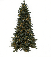 Sapin de Noël artificiel pré-éclairé en cèdre, premium, dense, en PVC+PE, aiguilles réalistes, lumières LED blanc chaud, 500-1000 LED