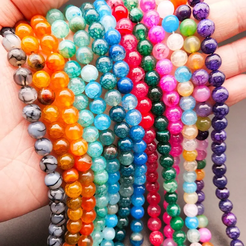 Handmade colorful natural stone round loose beads 6mm 8mm 10mm 12mm for diy jewelry making bracelet necklace accessories