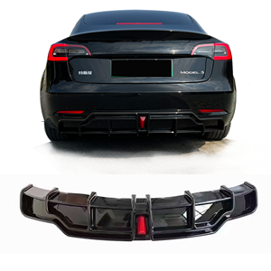 Piezas de automóviles de plástico LED difusor trasero para Tesla Model3 kits de carrocería labio de parachoques trasero de carbono - Product Image 3
