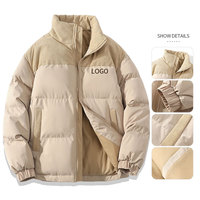 Blouson matelassé à col montant OEM, personnalisé avec logo, blocs de couleur, fermeture éclair, doudoune d'hiver pour homme, grandes tailles, épais, vente en gros