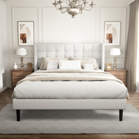 OEM ODM Luxuriöses Queensize-Bettgestell mit Gepolstertem Kopfteil und Stabilem Untergestell, Kein Boxspring Erforderlich, für Villenprojekte