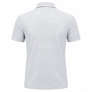 Polo a Rayas para Hombre, Camiseta de Golf Casual de Manga Corta, Diseño de Líneas Horizontales, 88% Poliéster, 12% Elastano, 150GSM, Disponible en Stock - Product Image 3