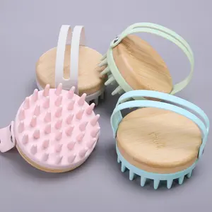 Aanpassen Milieuvriendelijke Hoofd Scrubber Massager Detangling Hair Brush Set Siliconen Shampoo Borstel Haar