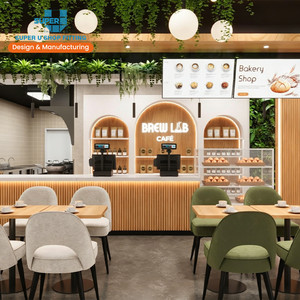 Solution de présentation de style naturel en bois pour confiseries, panneaux grillagés personnalisés, <span class=keywords><strong>vitrine</strong></span> de <span class=keywords><strong>comptoir</strong></span> pour desserts et café - Product Image 1