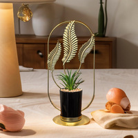 Ornement de plante en pot simulée en fer forgé géométrique, artisanat métallique créatif pour la décoration de la maison, du salon et du bureau