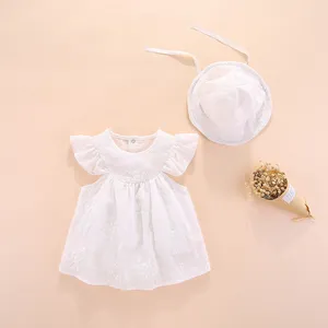 baptismal gown trắng Suppliers-2020 Trẻ Sơ Sinh Bé Gái Flower Dresses Làm Lễ Rửa Tội Áo Sơ Sinh Trẻ Sơ Sinh Phép Rửa Thêu Công Chúa Sinh Nhật Váy Trắng