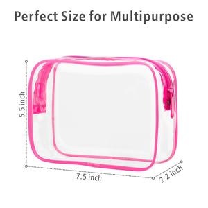 Water-resistant <b>Clear</b> Makeup Bag <b>Clear</b> Travel Bags for Toiletries Matte <b>Rose</b> Red - Product Image 2