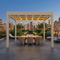 Pergola bioclimatique en aluminium à toit motorisé à lames orientables, résistante aux UV et au sel, pour terrasse extérieure, directement de l'usine