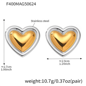 Pendientes Personalizados de Alta Calidad, Resistentes al Agua, Chapados en Oro, de Acero Inoxidable, con Forma de Corazón, para Fiestas - Product Image 4