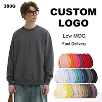 Sudadera Estilo Americano de 380G, Gruesa, con Cuello Redondo, Forro de Felpa, Ecológica, Hombros Caídos, Moderna, Holgada, Manga Larga, Unisex, Gris