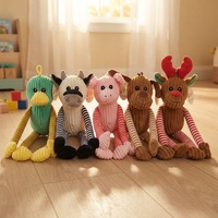 Jouet interactif pour chien en peluche, en coton, avec corde et couineur, motif dessin animé mignon, design animal de Noël, classique et original, vente en gros, marque privée
