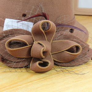 Chapeau Cloche en Feutre de Laine Élégant pour Femme avec Nœud Floral Exquis et Voile – Style Vintage Tendance <span class=keywords><strong>Hiver</strong></span> - Product Image 6