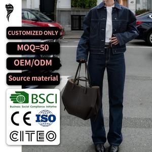 Ensemble en jean personnalisé avec logo OEM, haute qualité, style streetwear old school, veste en jean et jean baggy, 100% coton denim, denim brut vintage. - Product Image 1