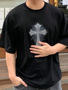 Camiseta informal para hombre con diseño de cruz de diamantes de imitación, estilo urbano, personalizable por fábrica de ropa. F10 - Product Image 2