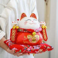 Chat porte-bonheur en céramique bras ondulant ornement Feng Shui mignon chat porte-bonheur Feng Shui artisanat adapté à la boutique Restaurant décor à la maison