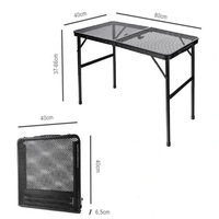 Nouvelle table pliante en alliage d'aluminium 8040 pour l'extérieur, portable, réglable en hauteur, résistante à la chaleur, avec grille en fil métallique pour barbecue et camping