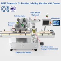 Machine d'étiquetage automatique à position fixe Skilt avec caméra pour bouteilles
