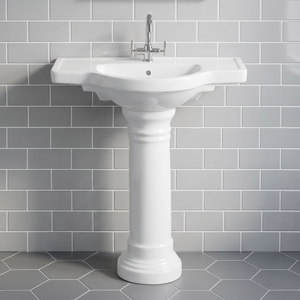 Vistaar Factory Direct Lavabo rectangulaire en céramique blanche sur pied complet, équipement sanitaire de salle de bain - Product Image 4