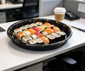 Boîte à <span class=keywords><strong>sushi</strong></span> ronde en plastique PET jetable de qualité alimentaire personnalisée pour la vente en gros, avec couvercle, pour salade, pain, <span class=keywords><strong>sushi</strong></span> - Product Image 3