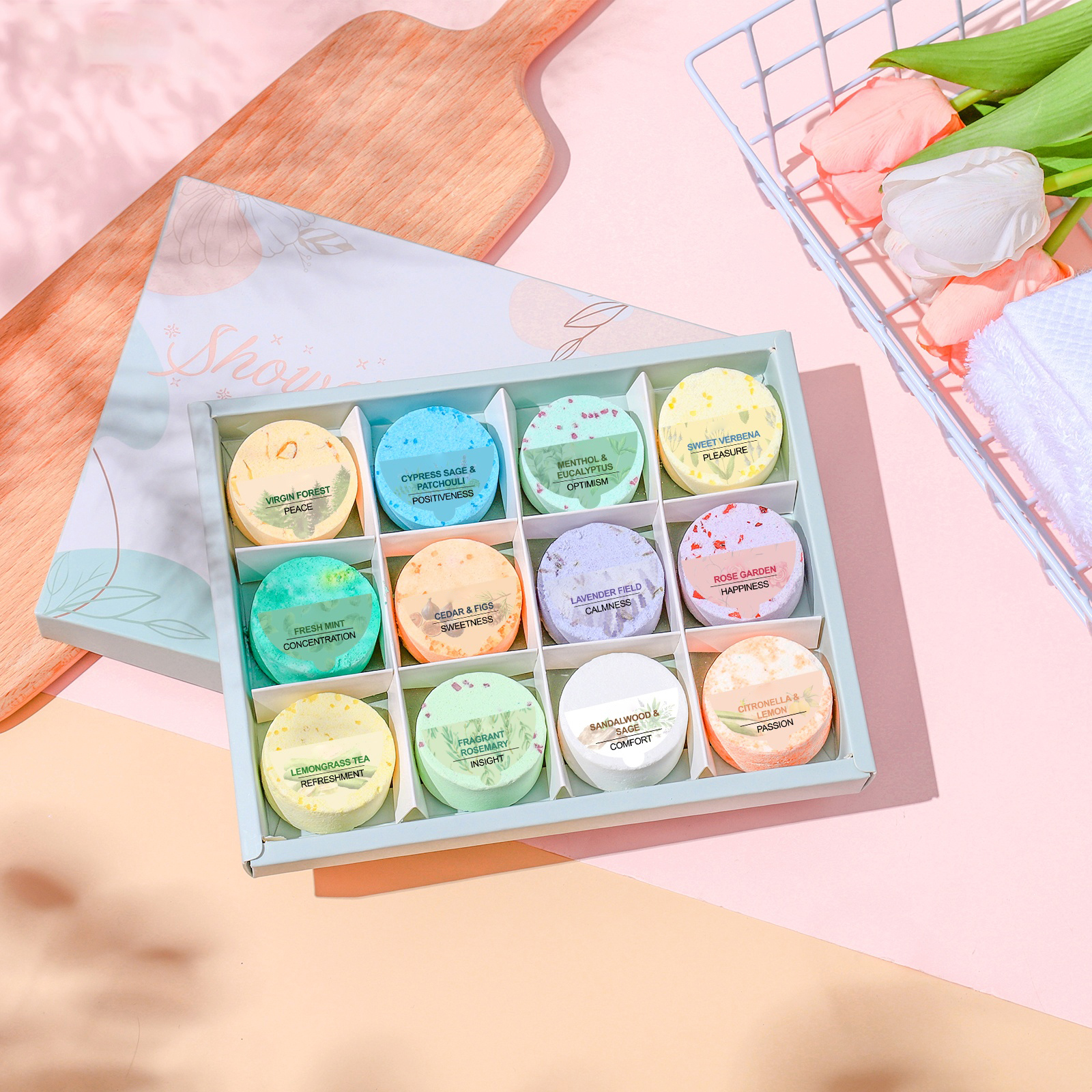 Oem частная торговая марка на заказ, натуральные органические ароматерапии для душа, таблетки для 8 упаковок, Бомбочки для ванны